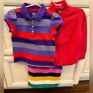 Tommy Hilfiger Bundle of 3 pieces (2 Polos & 1 Cardigan) 18M and 2T Toddler Girl